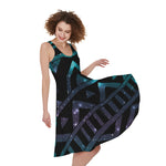 Aztec Tribal Galaxy Pattern Print Women's Sleeveless Dress