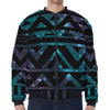 Aztec Tribal Galaxy Pattern Print Zip Sleeve Bomber Jacket