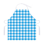 Azure Blue And White Gingham Print Adjustable Apron
