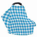 Azure Blue And White Gingham Print Baby Seat Cover
