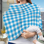 Azure Blue And White Gingham Print Baby Seat Cover