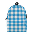 Azure Blue And White Gingham Print School Backpack