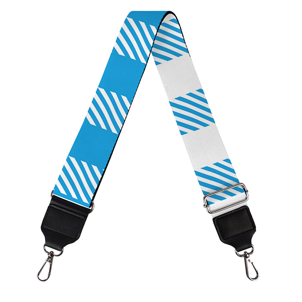 Azure Blue And White Gingham Print Bag Strap
