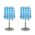 Azure Blue And White Gingham Print Bar Stool Covers