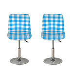 Azure Blue And White Gingham Print Bar Stool Covers