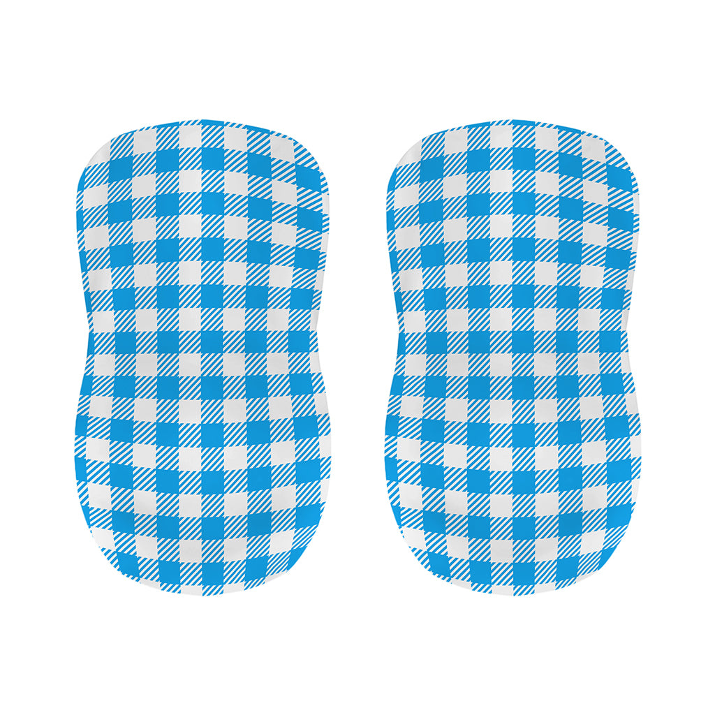 Azure Blue And White Gingham Print Bar Stool Covers