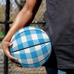 Azure Blue And White Gingham Print Basketball