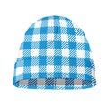 Azure Blue And White Gingham Print Beanie