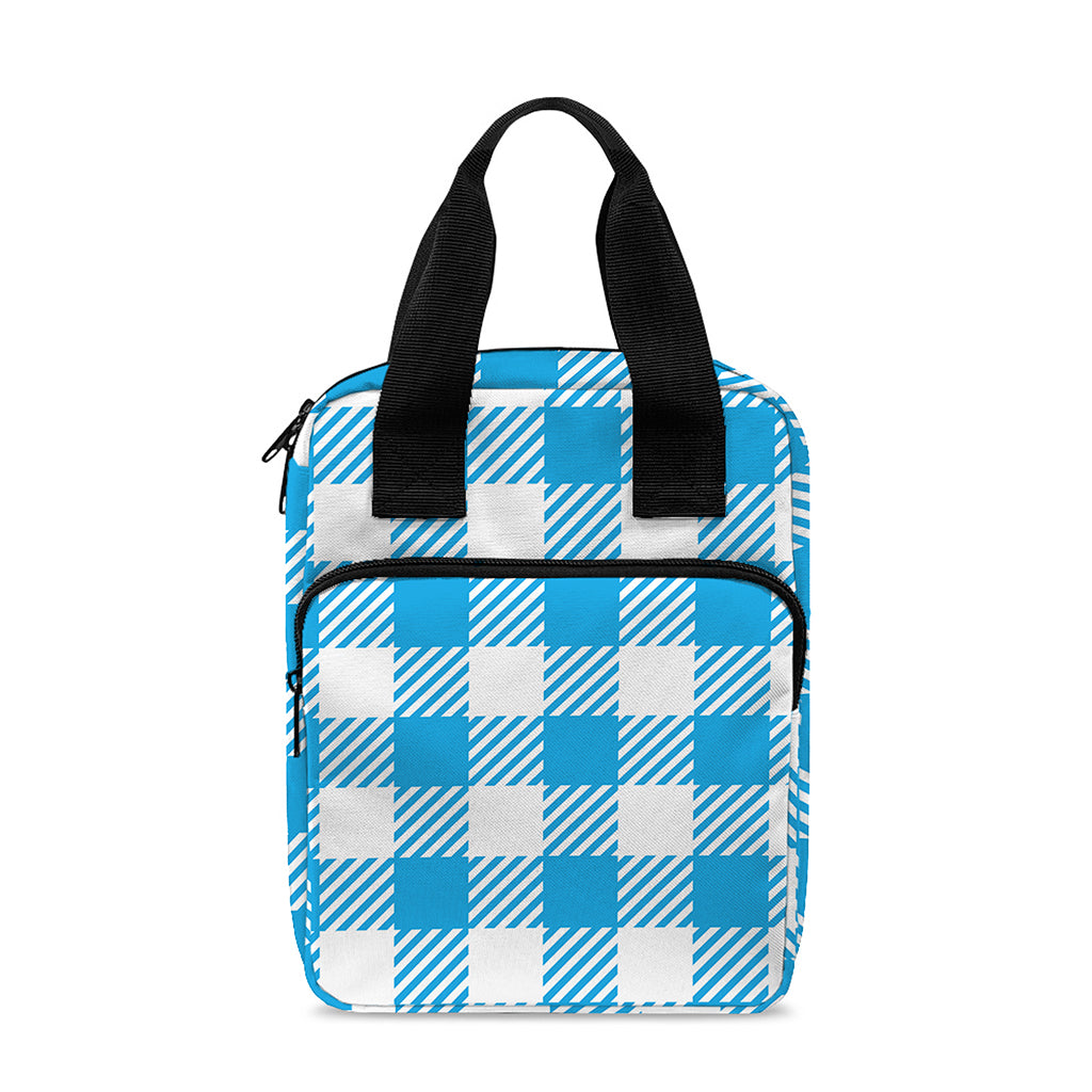 Azure Blue And White Gingham Print Bible Tote Bag