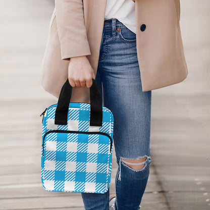 Azure Blue And White Gingham Print Bible Tote Bag