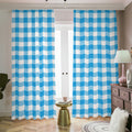 Azure Blue And White Gingham Print Dimout Pencil Pleat Curtains