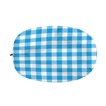 Azure Blue And White Gingham Print Car Side Mirror Covers