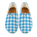 Azure Blue And White Gingham Print Casual Shoes