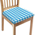 Azure Blue And White Gingham Print Chair Cushion Cover