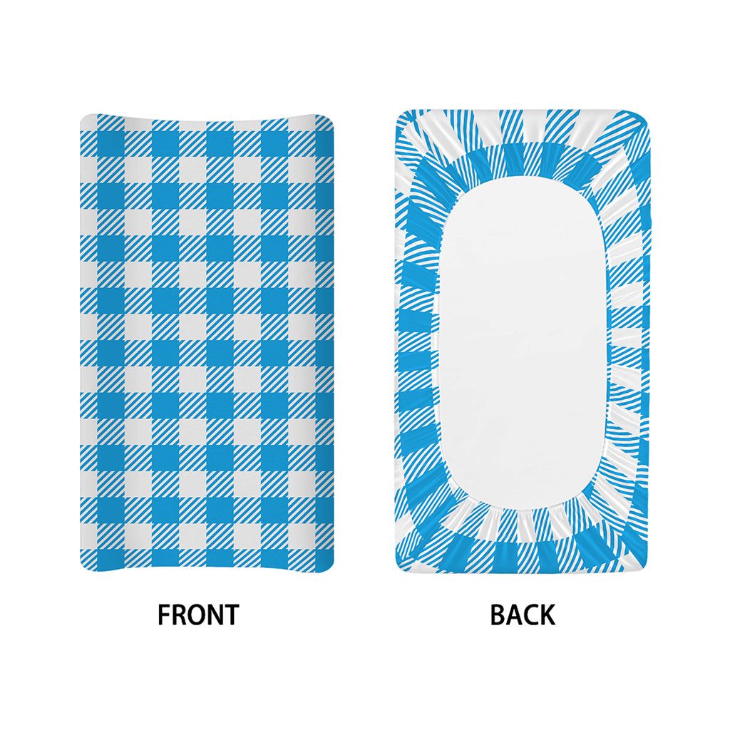 Azure Blue And White Gingham Print Changing Pad Cover