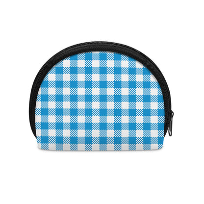 Azure Blue And White Gingham Print Coin Purse