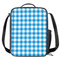 Azure Blue And White Gingham Print Crossbody Lunch Bag