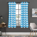 Azure Blue And White Gingham Print Grommet Curtain Panels