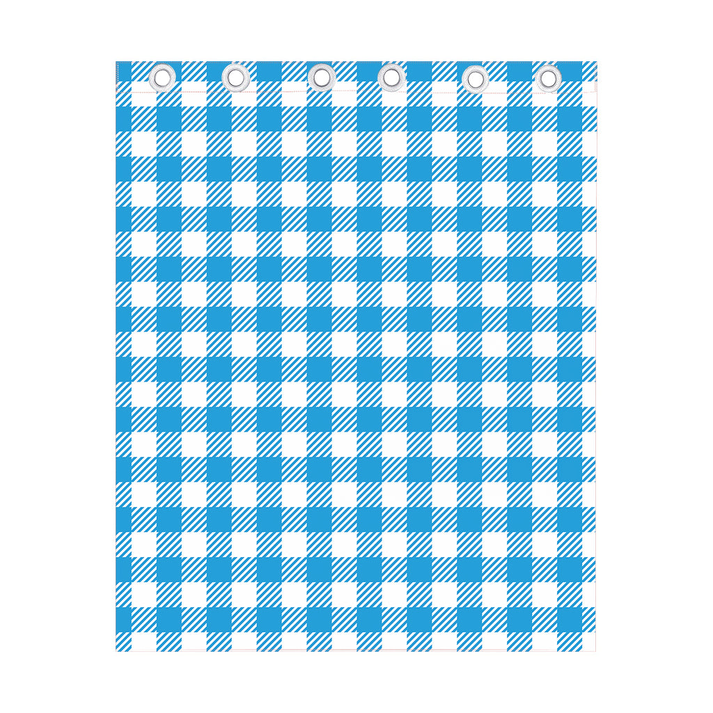 Azure Blue And White Gingham Print Curtain