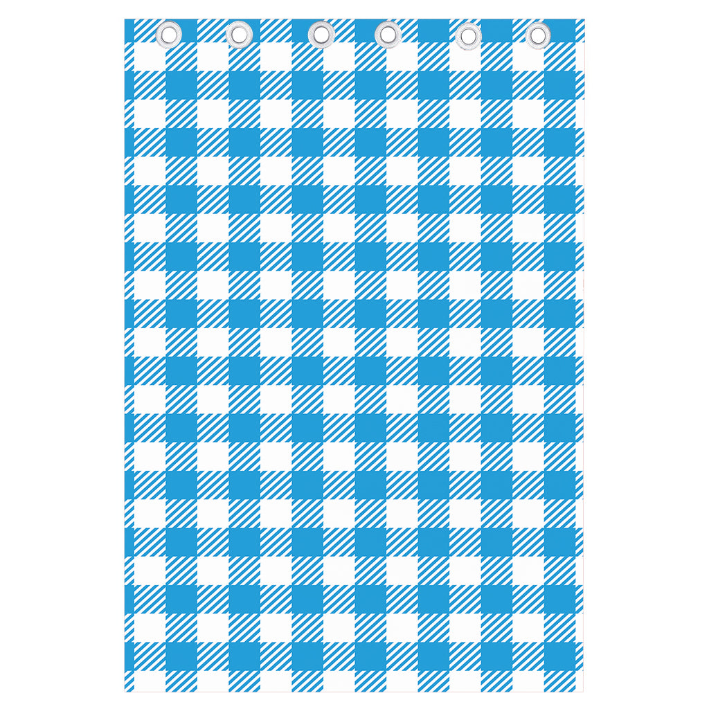 Azure Blue And White Gingham Print Curtain