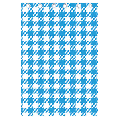 Azure Blue And White Gingham Print Curtain