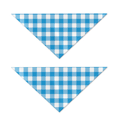 Azure Blue And White Gingham Print Dog Bandana