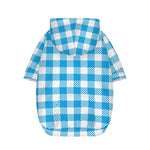 Azure Blue And White Gingham Print Dog Zip Up Hoodie