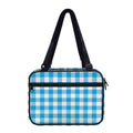 Azure Blue And White Gingham Print Double Strap Bible Bag