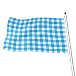 Azure Blue And White Gingham Print Flag