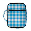 Azure Blue And White Gingham Print Front Pocket Bible Bag