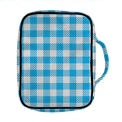 Azure Blue And White Gingham Print Front Pocket Bible Bag