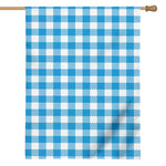 Azure Blue And White Gingham Print House Flag