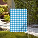 Azure Blue And White Gingham Print House Flag