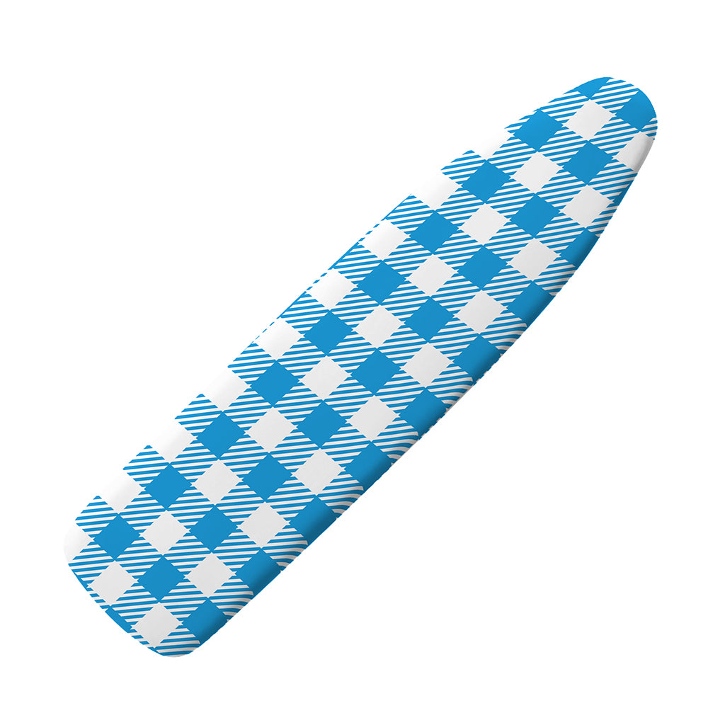 Azure Blue And White Gingham Print Ironing Board Cover