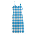 Azure Blue And White Gingham Print Jersey Midi Cami Dress