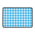 Azure Blue And White Gingham Print Kitchen Mat