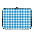 Azure Blue And White Gingham Print Laptop Sleeve
