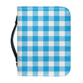 Azure Blue And White Gingham Print Leather Bible Cover