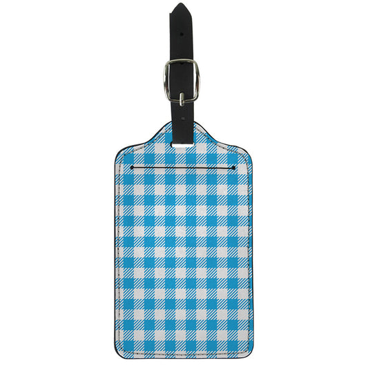 Azure Blue And White Gingham Print Luggage Tag