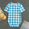 Azure Blue And White Gingham Print Men's Bodysuit