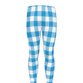 Azure Blue And White Gingham Print Men's Leggings