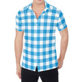 Azure Blue And White Gingham Print Men's Shirt