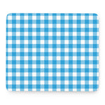 Azure Blue And White Gingham Print Mouse Pad