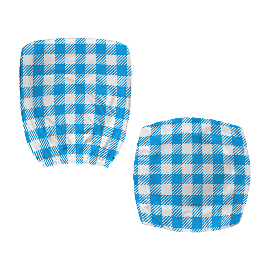Azure Blue And White Gingham Print Office Chair Cover