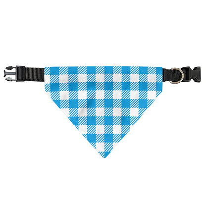 Azure Blue And White Gingham Print Over The Collar Dog Bandana