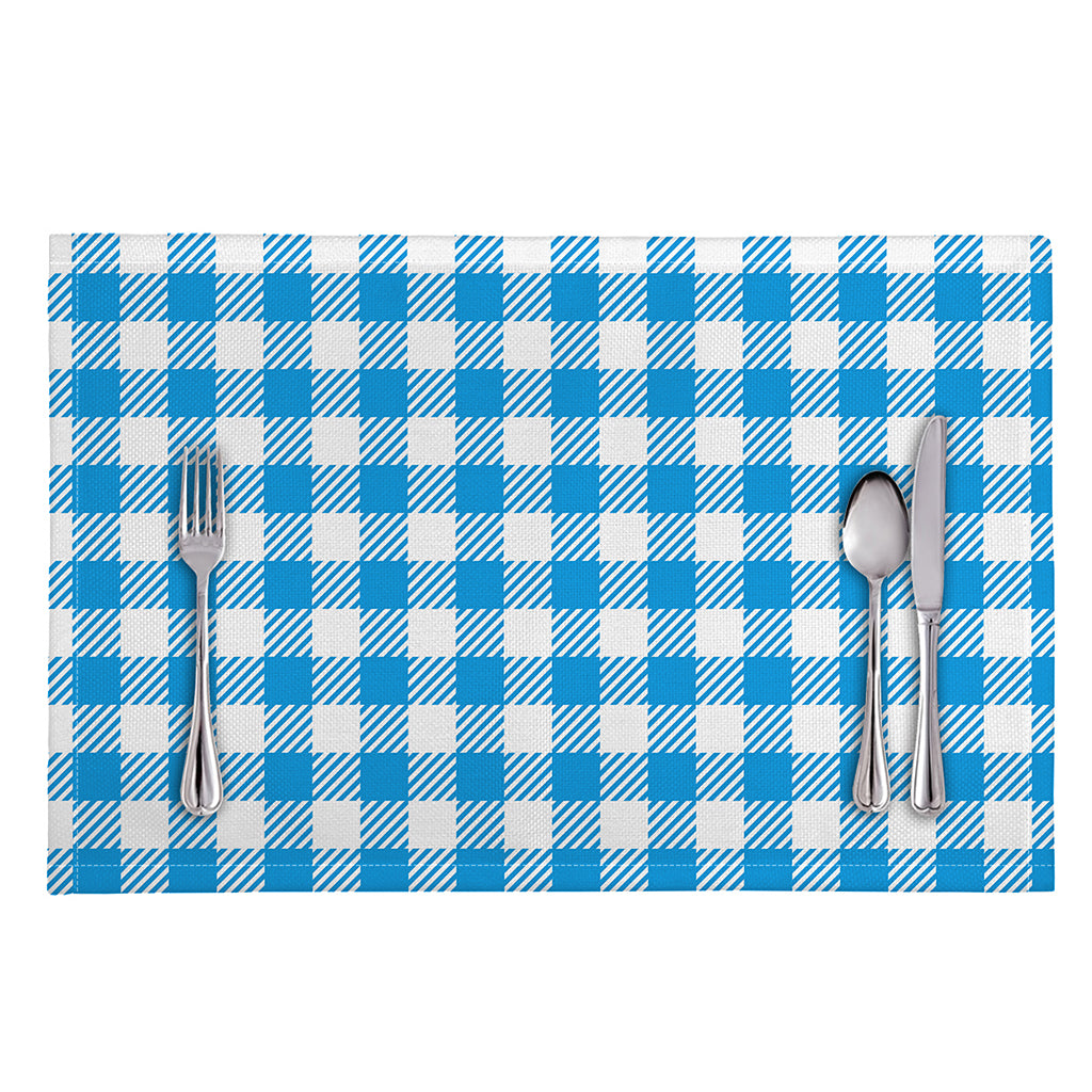 Azure Blue And White Gingham Print Placemat