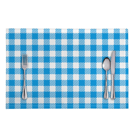 Azure Blue And White Gingham Print Placemat