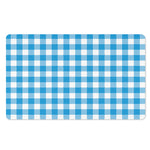 Azure Blue And White Gingham Print Polyester Doormat