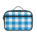 Azure Blue And White Gingham Print Portable Lunch Bag