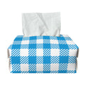Azure Blue And White Gingham Print Rectangle Tissue Box Cover
